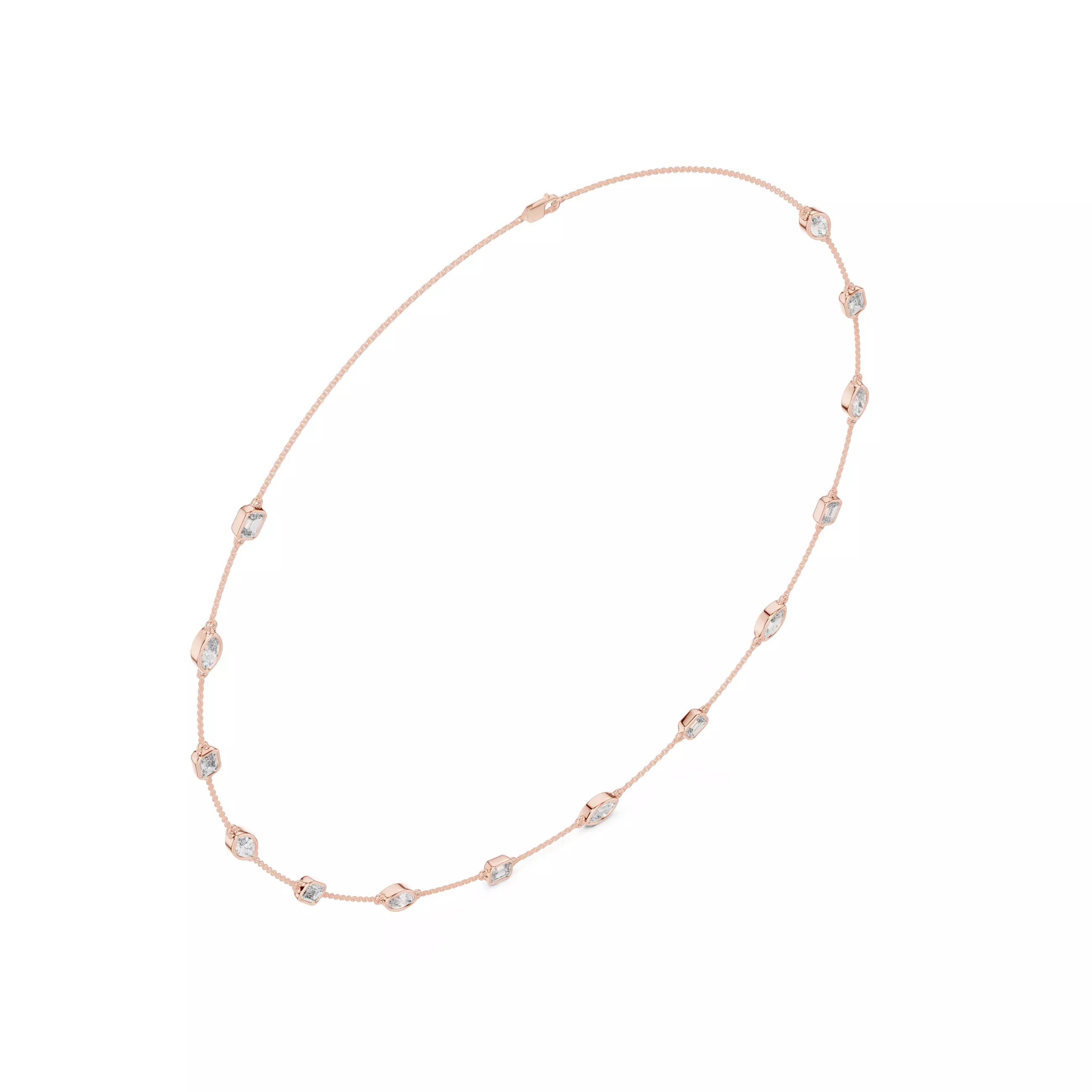 Multi Shape Diamond Bezel Station Necklace