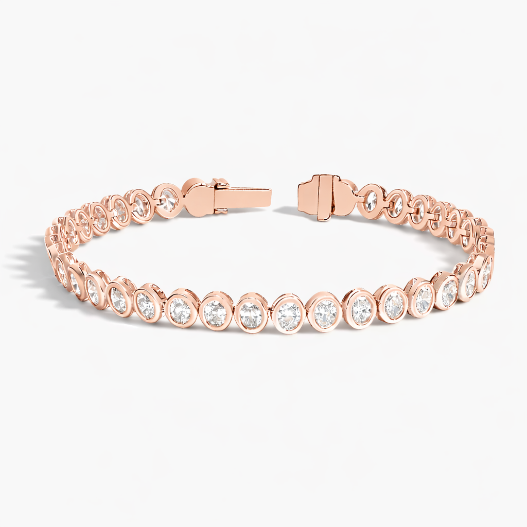Oval Cut Bezel Set Diamond Tennis Bracelet For Women