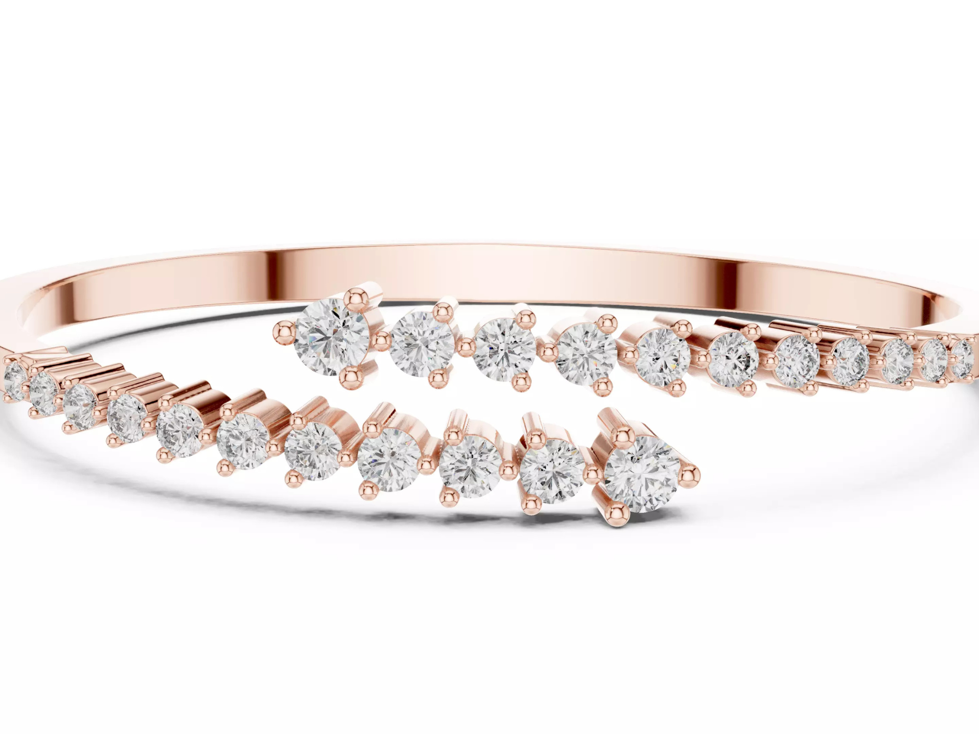 Round Cut Diamond Bangle Bracelet Modern Luxury Jewelry