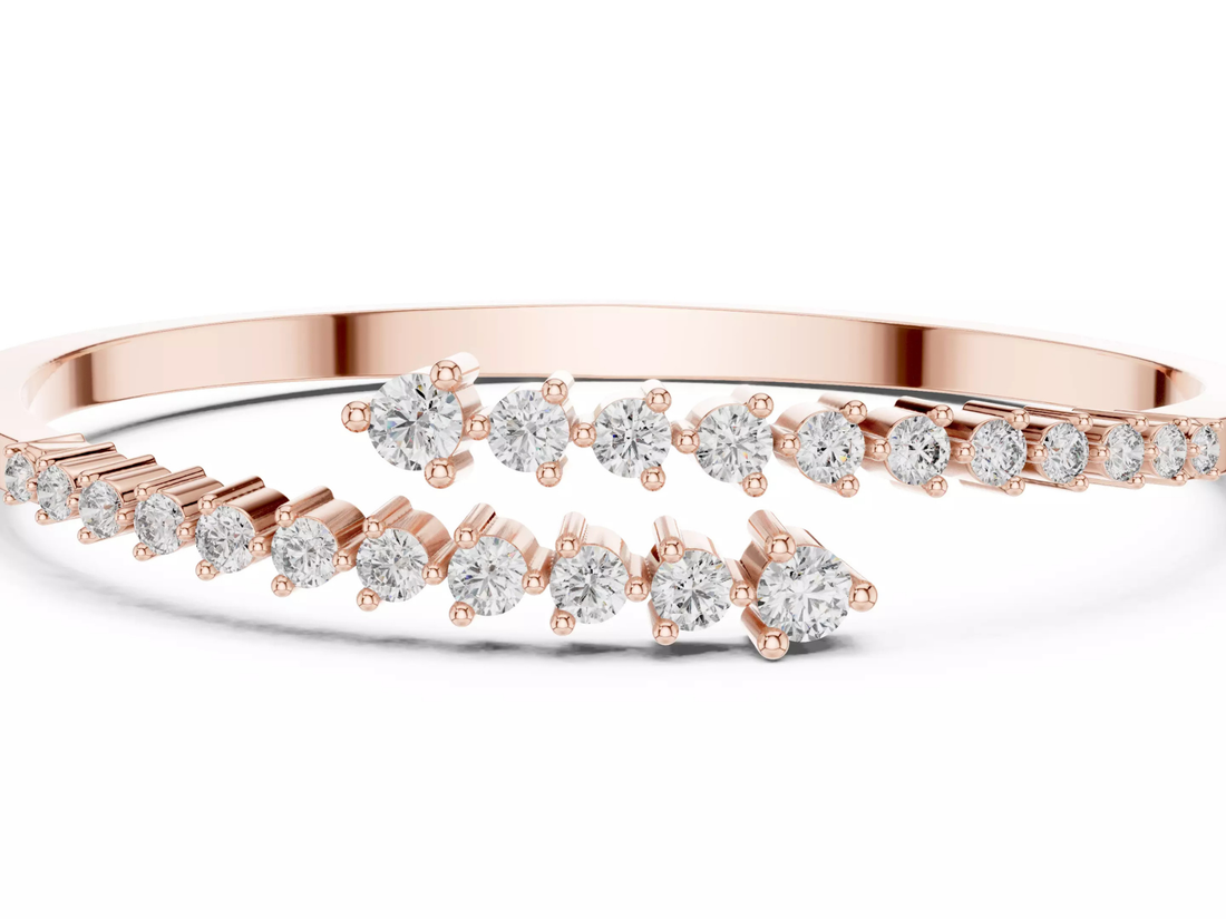 Round Cut Diamond Bangle Bracelet Modern Luxury Jewelry