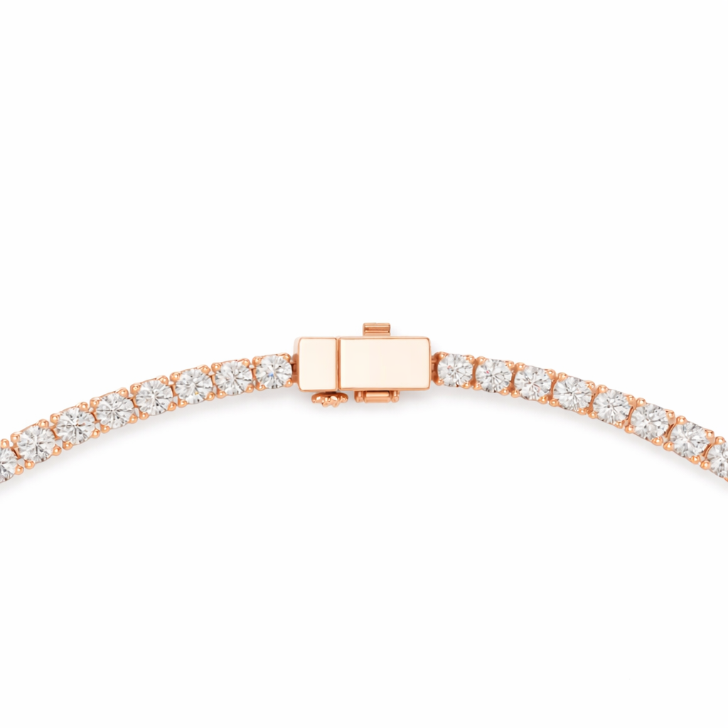 Round cut Diamond Tennis Necklace With Center Solitaire