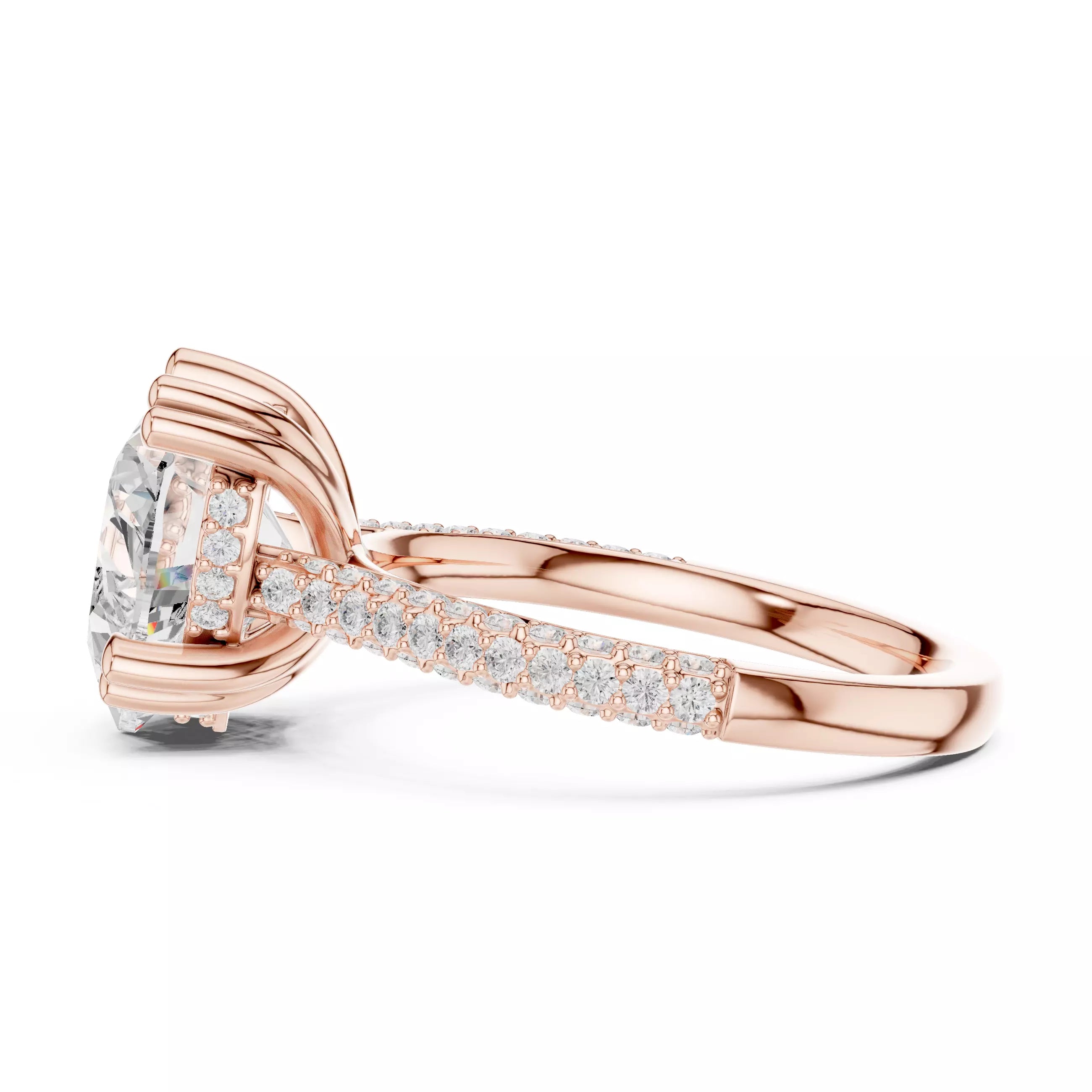 Heart cut Diamond Hidden Halo Pave Setting Engagement Ring