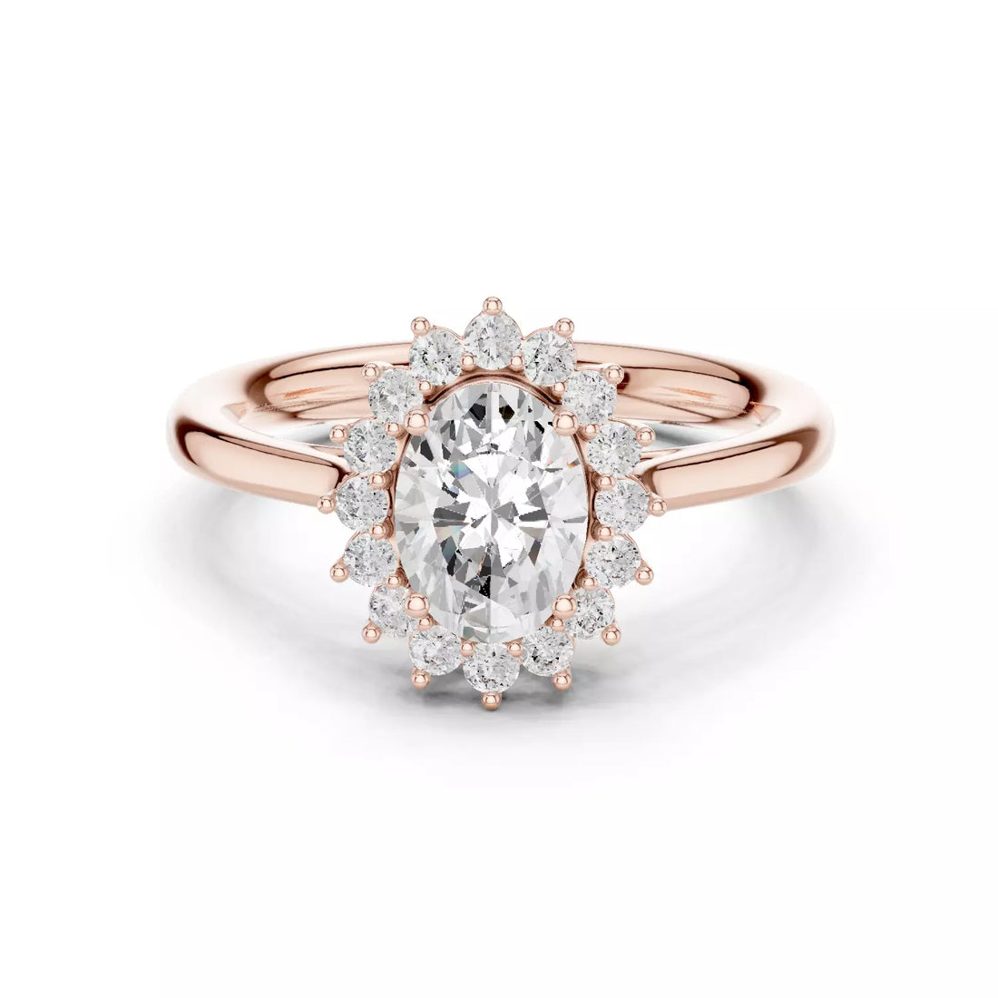 Oval cut Diamond Halo Engagement Ring