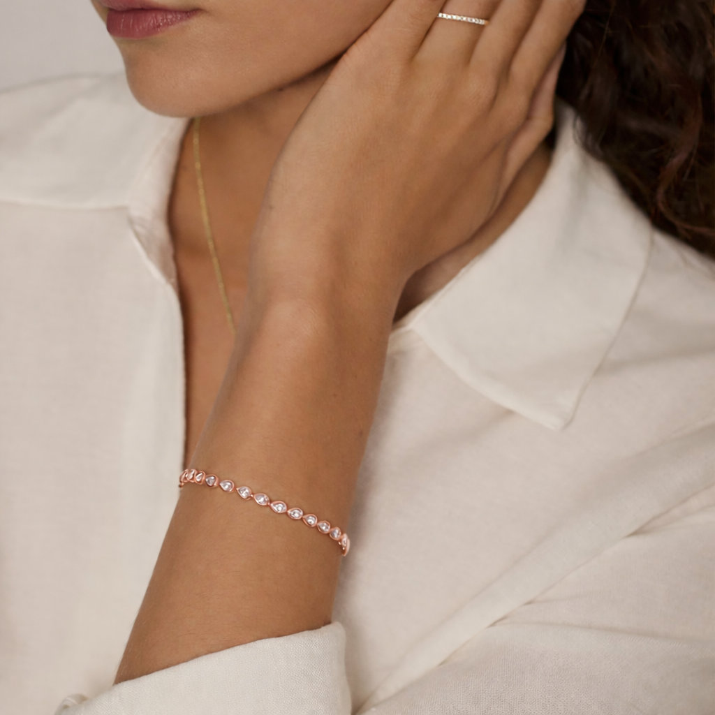Pear Shape Diamond Bezel Set Tennis Bracelet For Women