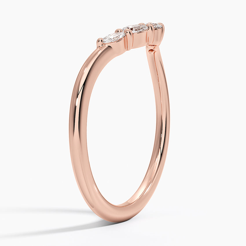 Elegant V Shape Diamond Wedding Band Ring For Women