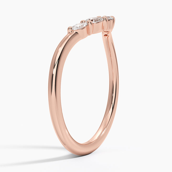 Elegant V Shape Diamond Wedding Band Ring For Women