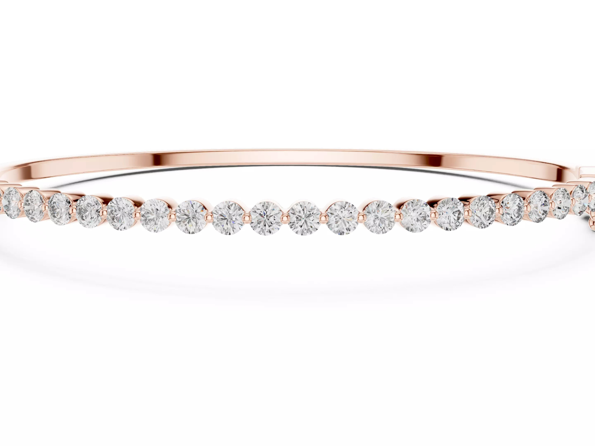 Round Cut Half Diamond Bangle Bracelet | Fine Jewelry
