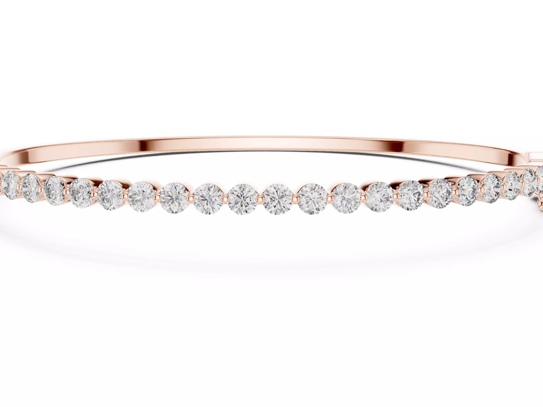 Round Cut Half Diamond Bangle Bracelet | Fine Jewelry