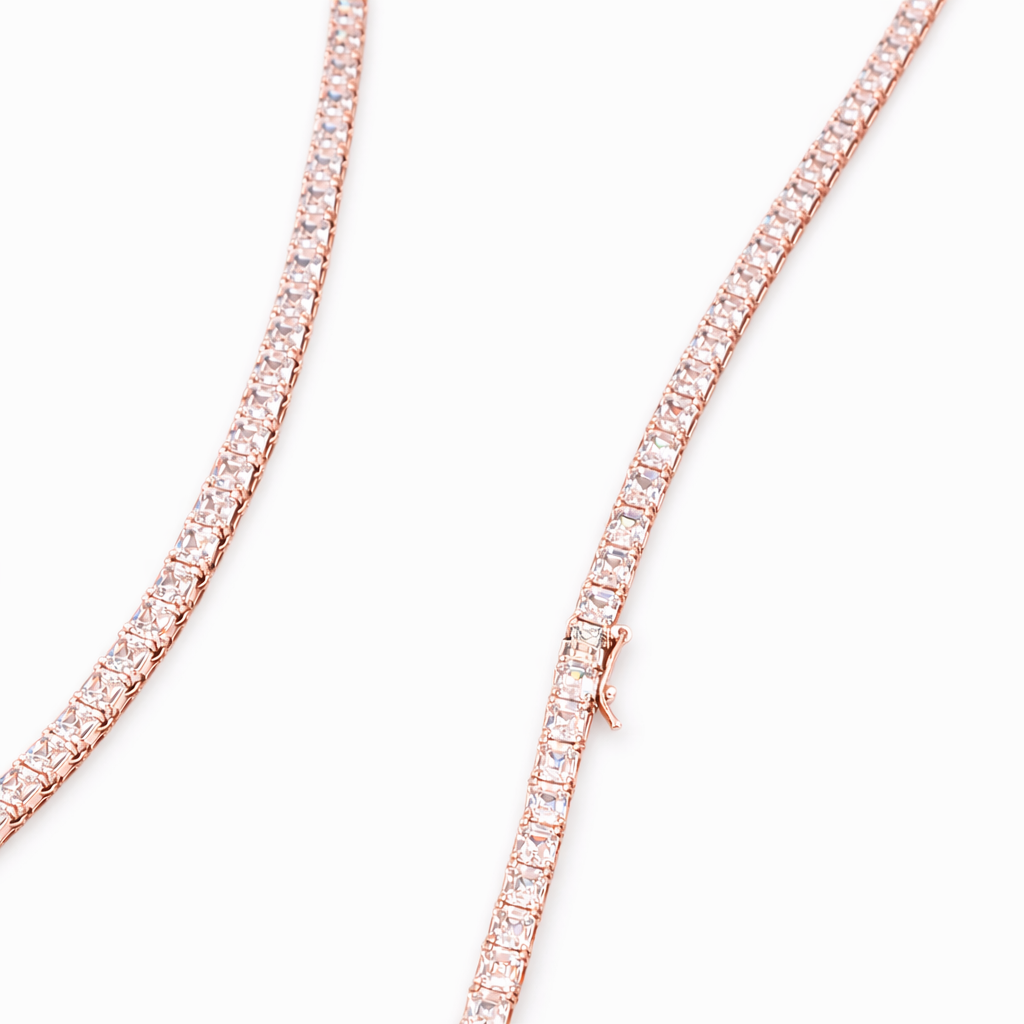Princess Cut Diamond Tennis Necklace Classic Luxury Everyday Statement Jewelry