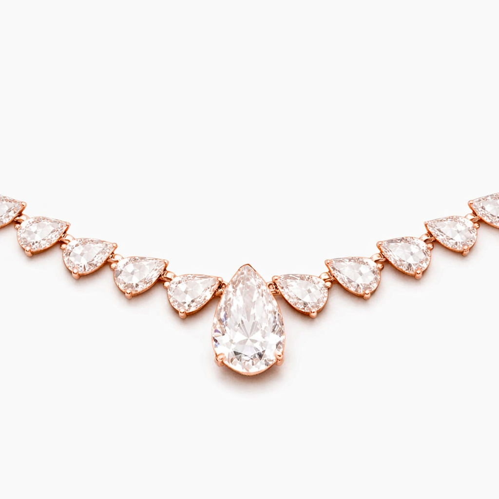 Pear Cut Diamond Tennis Necklace Elegant Bridal Jewelry Gift