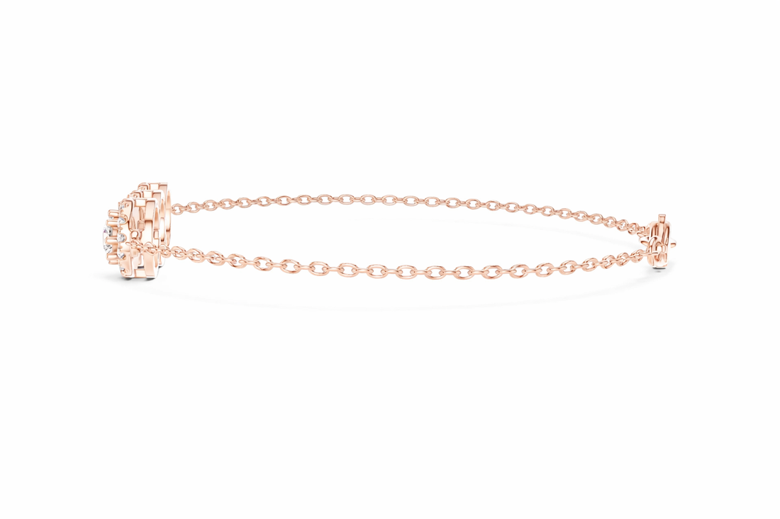 Three Stone Diamond Halo Chain Bracelet