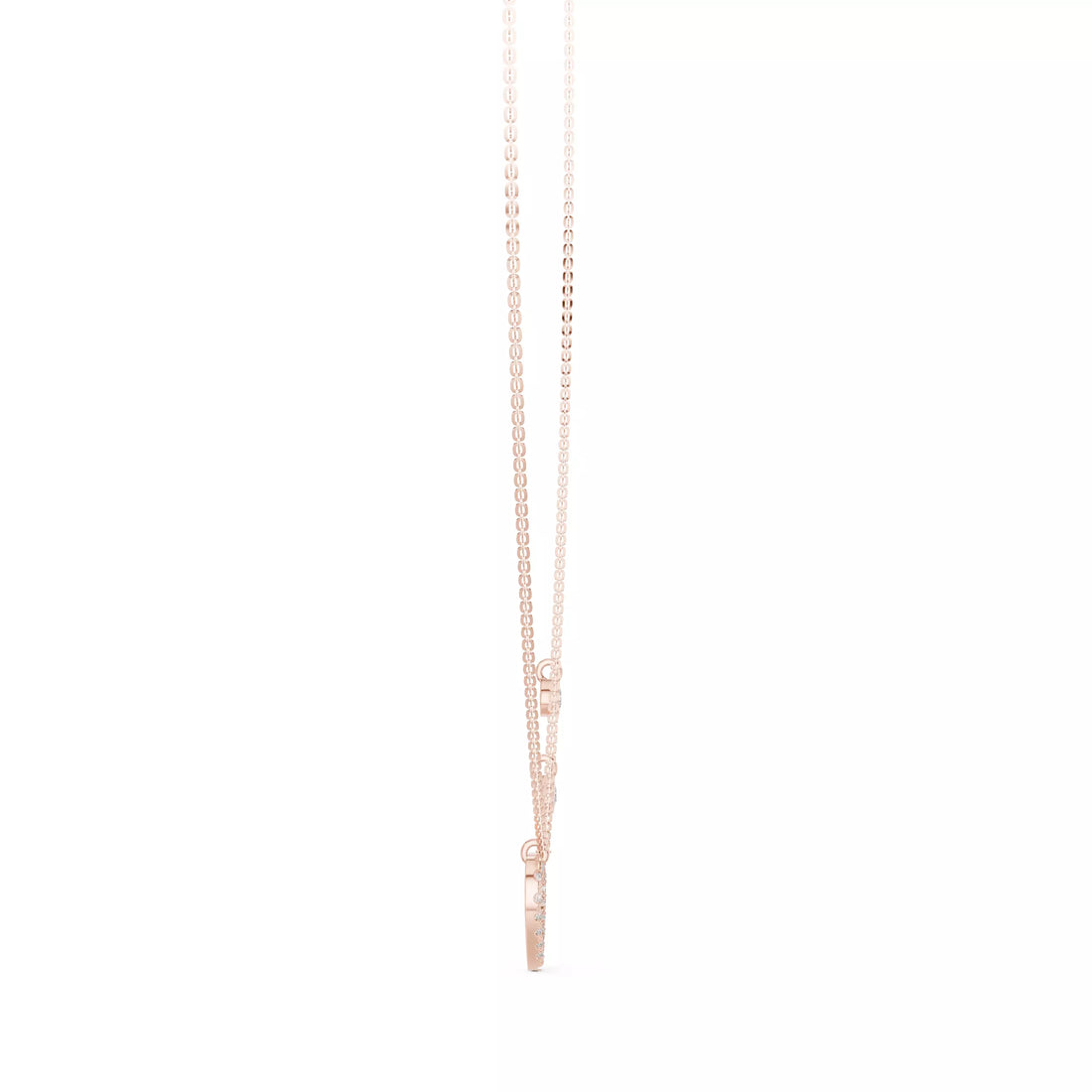 Round Diamond Heart Shape Pendant Necklace With Dangle Charms