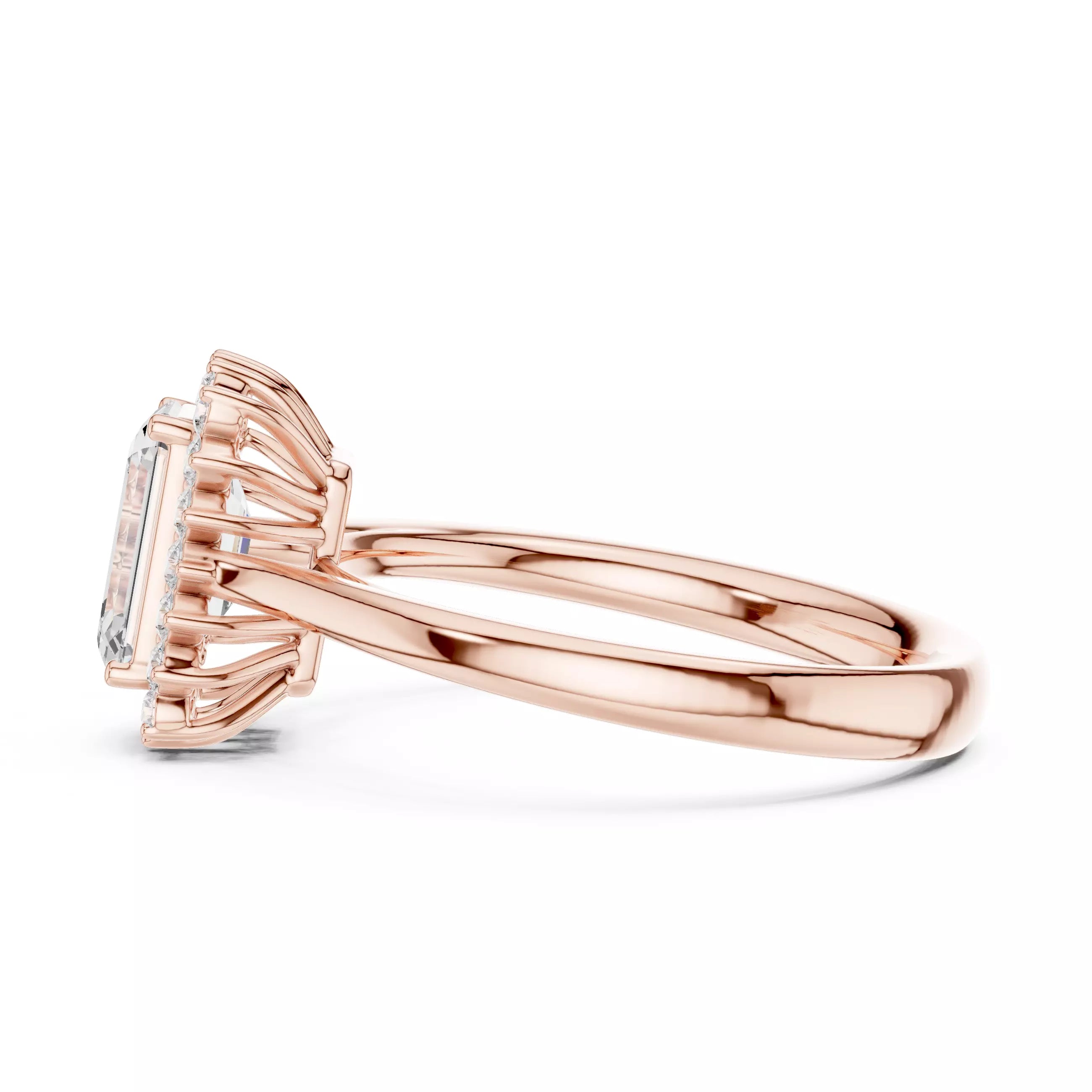 Emerald cut Diamond Halo Engagement Ring
