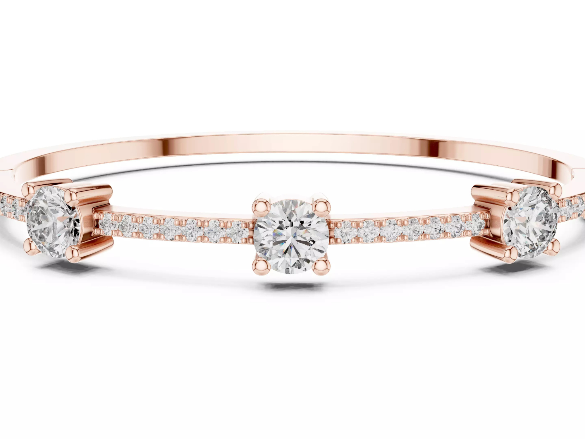 Three Stone Diamond Bangle Bracelet Luxury Jewelry