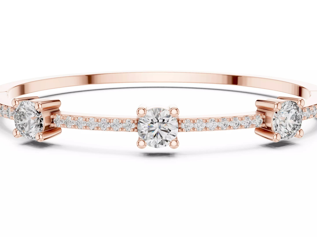 Three Stone Diamond Bangle Bracelet Luxury Jewelry