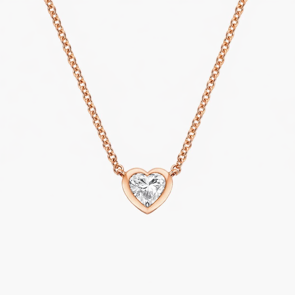 Heart Cut Bezel Set Diamond Necklace