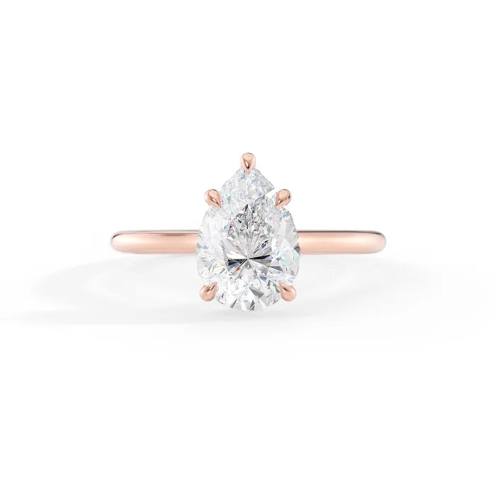 Pear Shape Diamond Hidden Halo Engagement Ring For Women