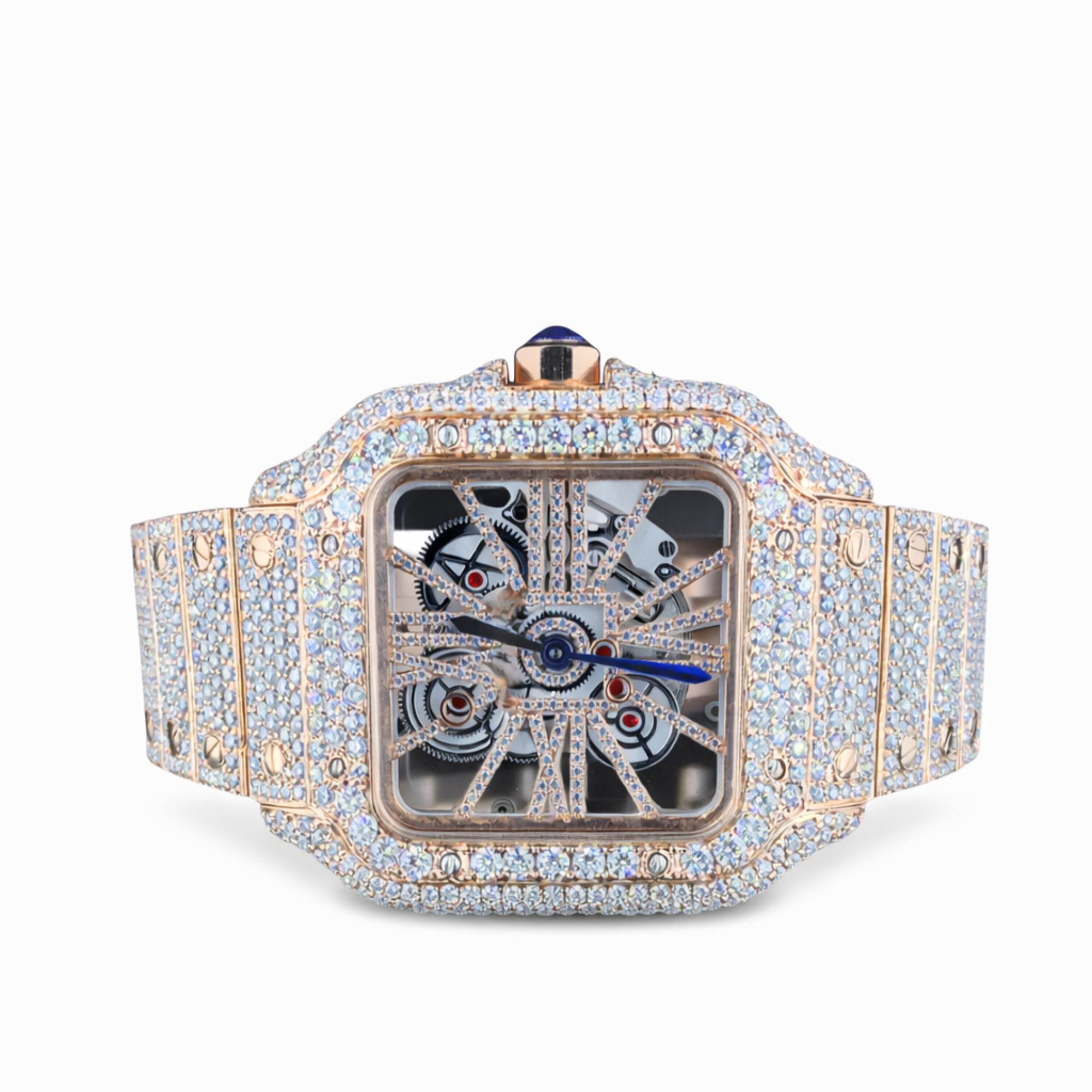 Iced Out Skeleton Square Dial Moissanite Diamond Luxury Watch