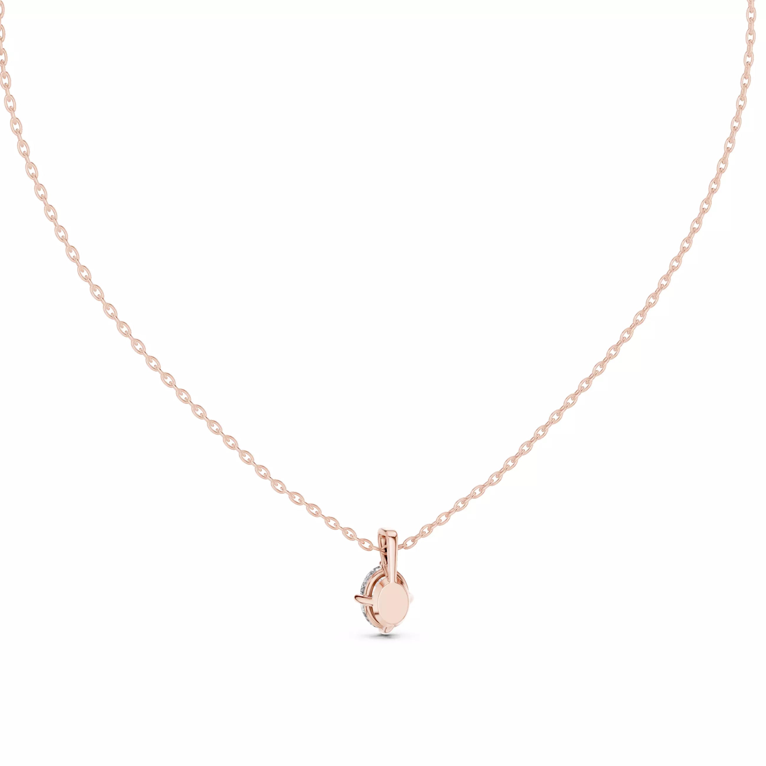 Oval Cut Diamond Solitaire Pendant Necklace