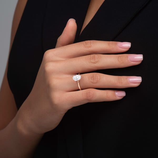 Oval Cut Moissanite Four Prong Solitaire Engagement Ring