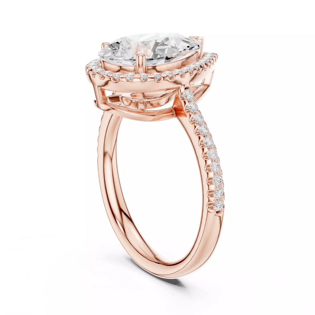 Pear cut Diamond Halo Pavé Setting Engagement Ring