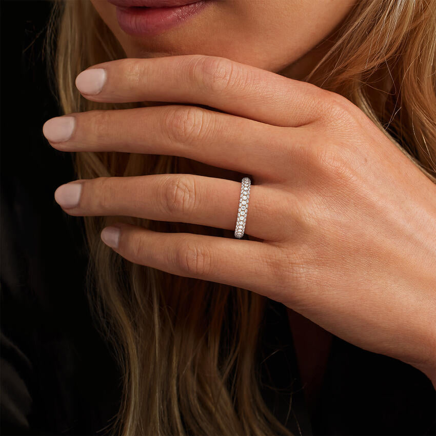 Luxury Pavé Round Diamond Eternity Band Ring For Women