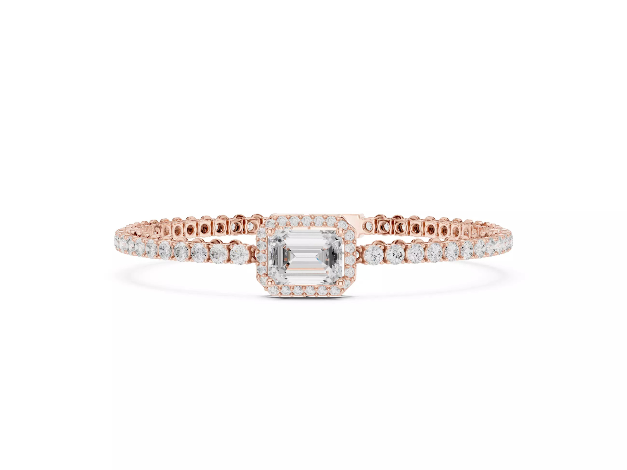 Emerald \ Round Cut Diamond Halo Tennis Bracelet Fine Jewelry
