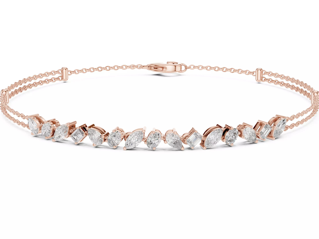 Multi Shape Diamond Bar Chain Bracelet Fine Jewelry