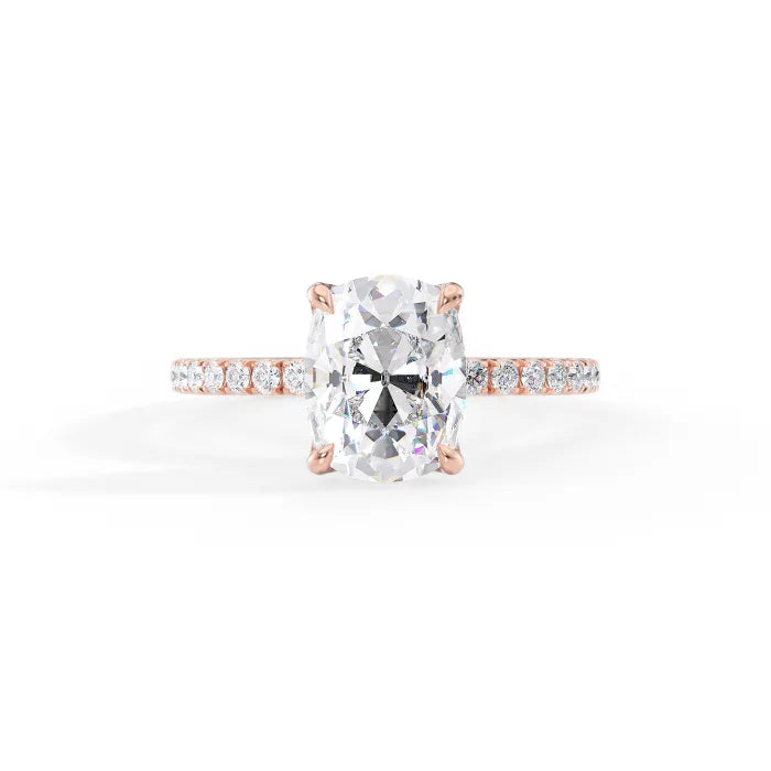 Cushion Cut Diamond Engagement Ring With Pave Band