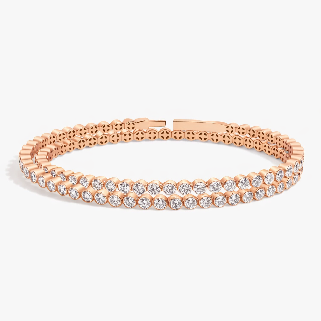 Luxury Double Row Round Diamond Tennis Bracelet For Women