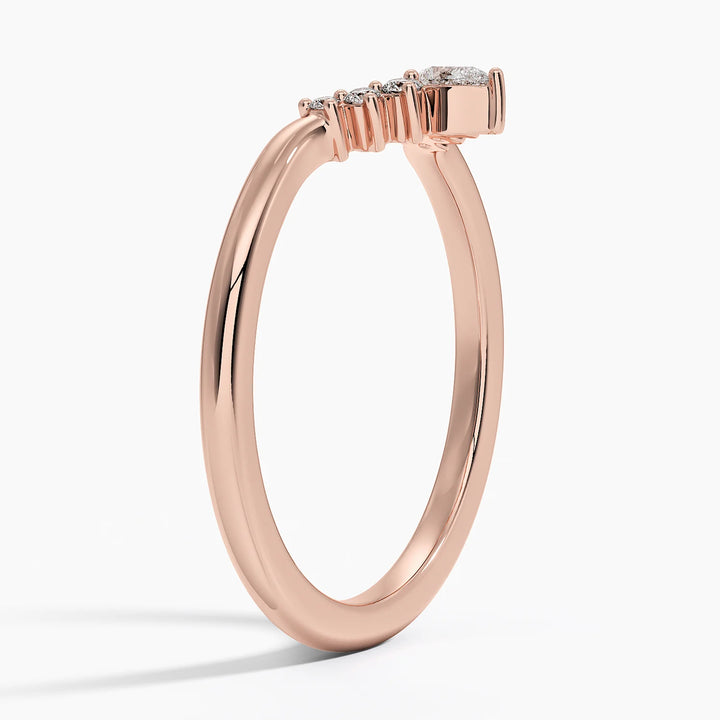 Curved Diamond Wedding Band for Women Elegant Stackable Ring