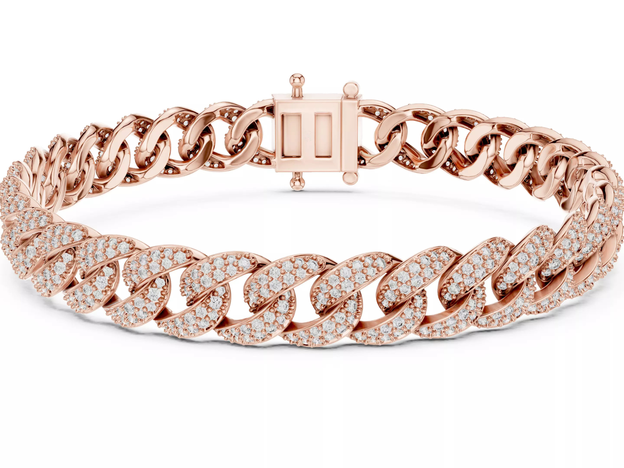 Luxury Iced Cuban Link Bracelet Diamond Statement Jewelry