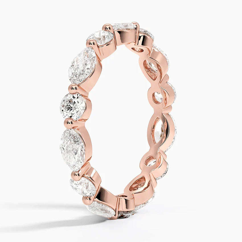 Round And Marquise Diamond Eternity Band Wedding Ring For Women