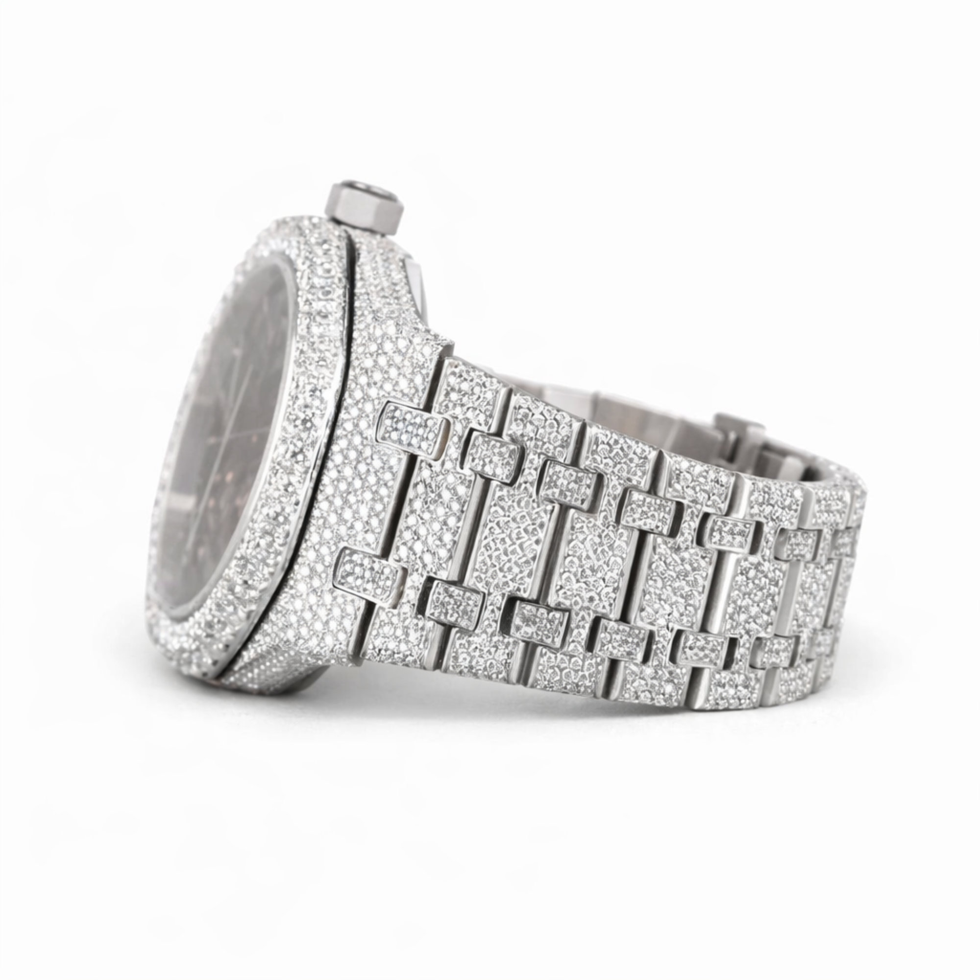 Iced Out Moissanite Diamond Automatic Skeleton Wrist Watch