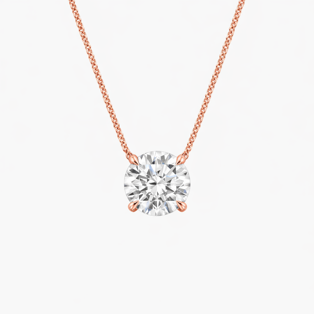 Round Cut Solitaire Diamond Pendant Necklace