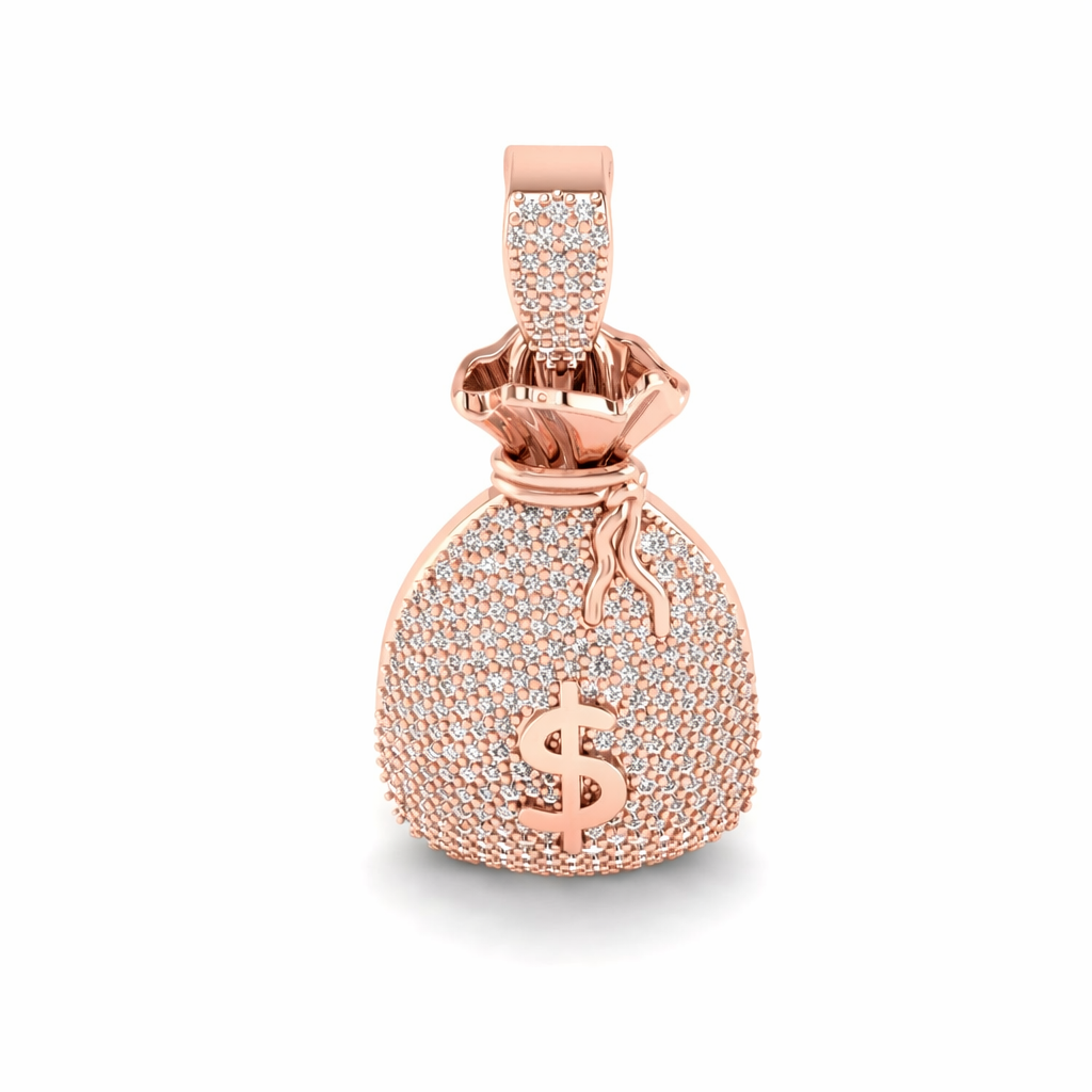 Iced Dollar Money Bag Diamond Pendant