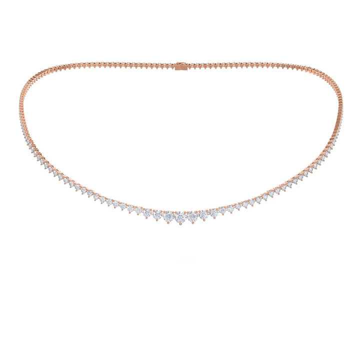Round Cut Diamond Tennis Necklace Elegant Luxury Jewelry