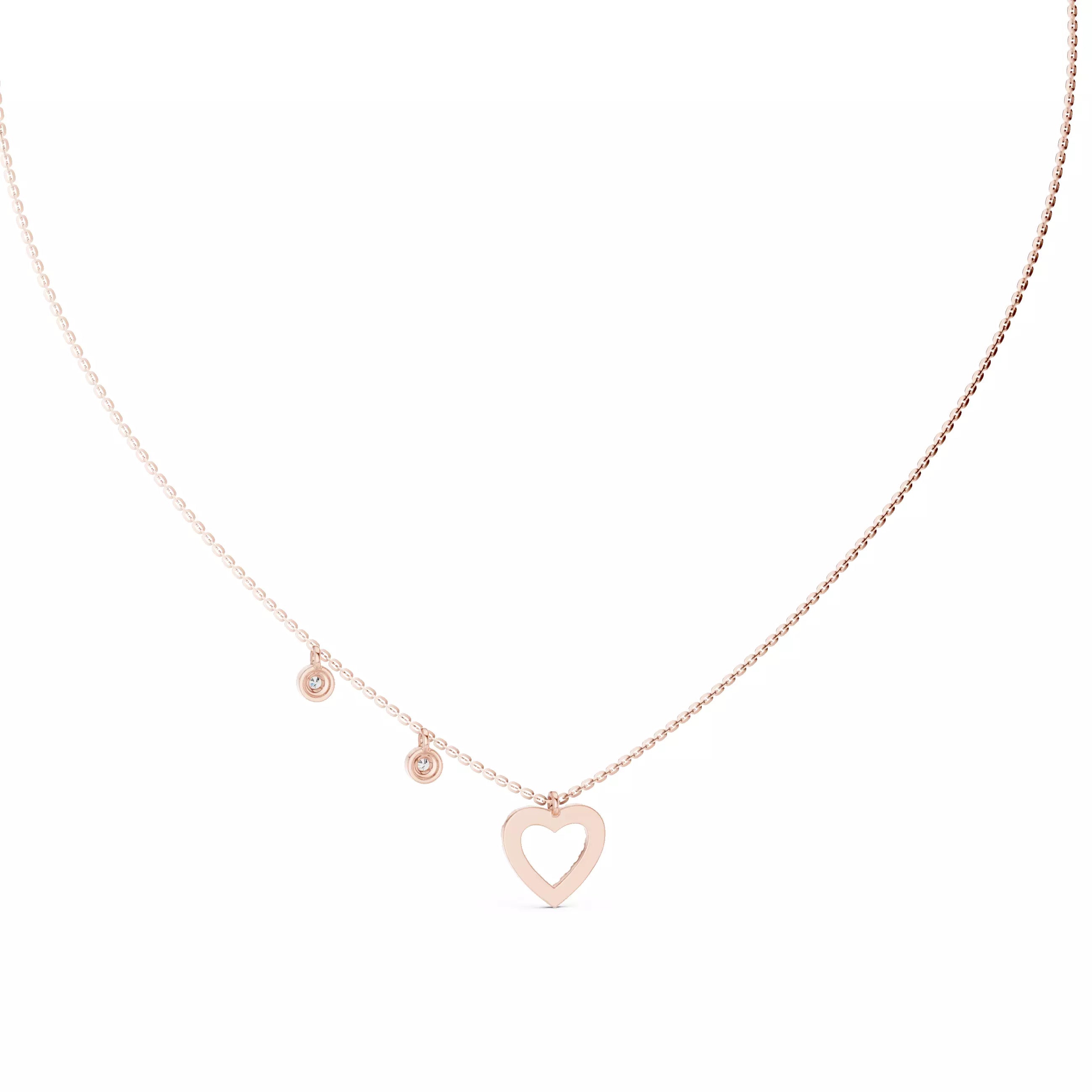 Round Diamond Heart Shape Pendant Necklace With Dangle Charms