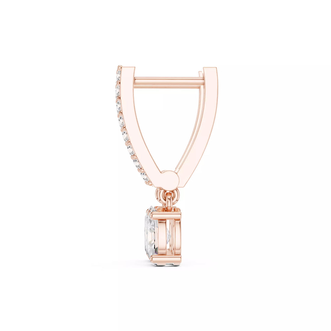 Oval Diamond Drop Earrings with Pavé Bar Setting