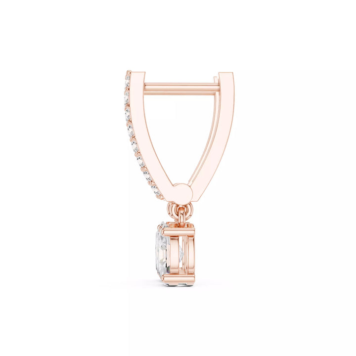 Oval Diamond Drop Earrings with Pavé Bar Setting