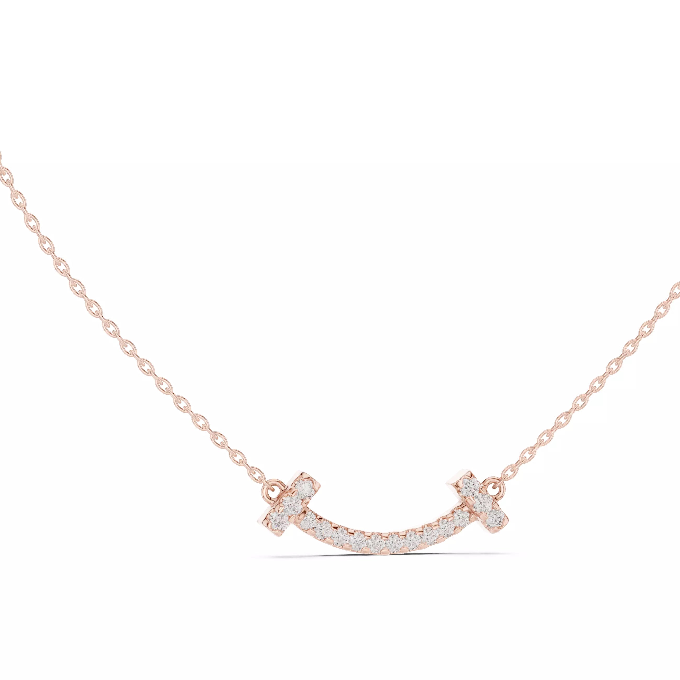 Curved Diamond Bar Necklace For Women Minimal Jewelry
