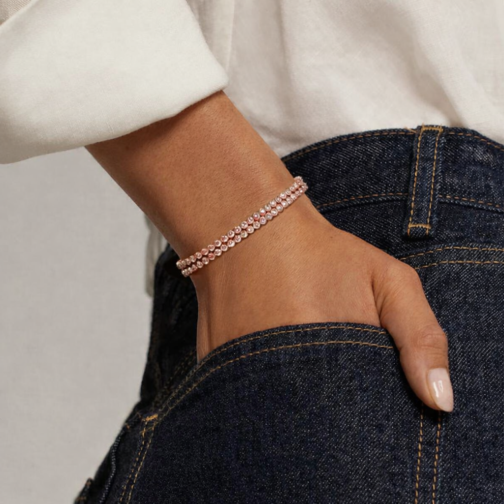 Luxury Double Row Round Diamond Tennis Bracelet For Women