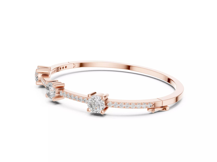 Three Stone Diamond Bangle Bracelet Luxury Jewelry