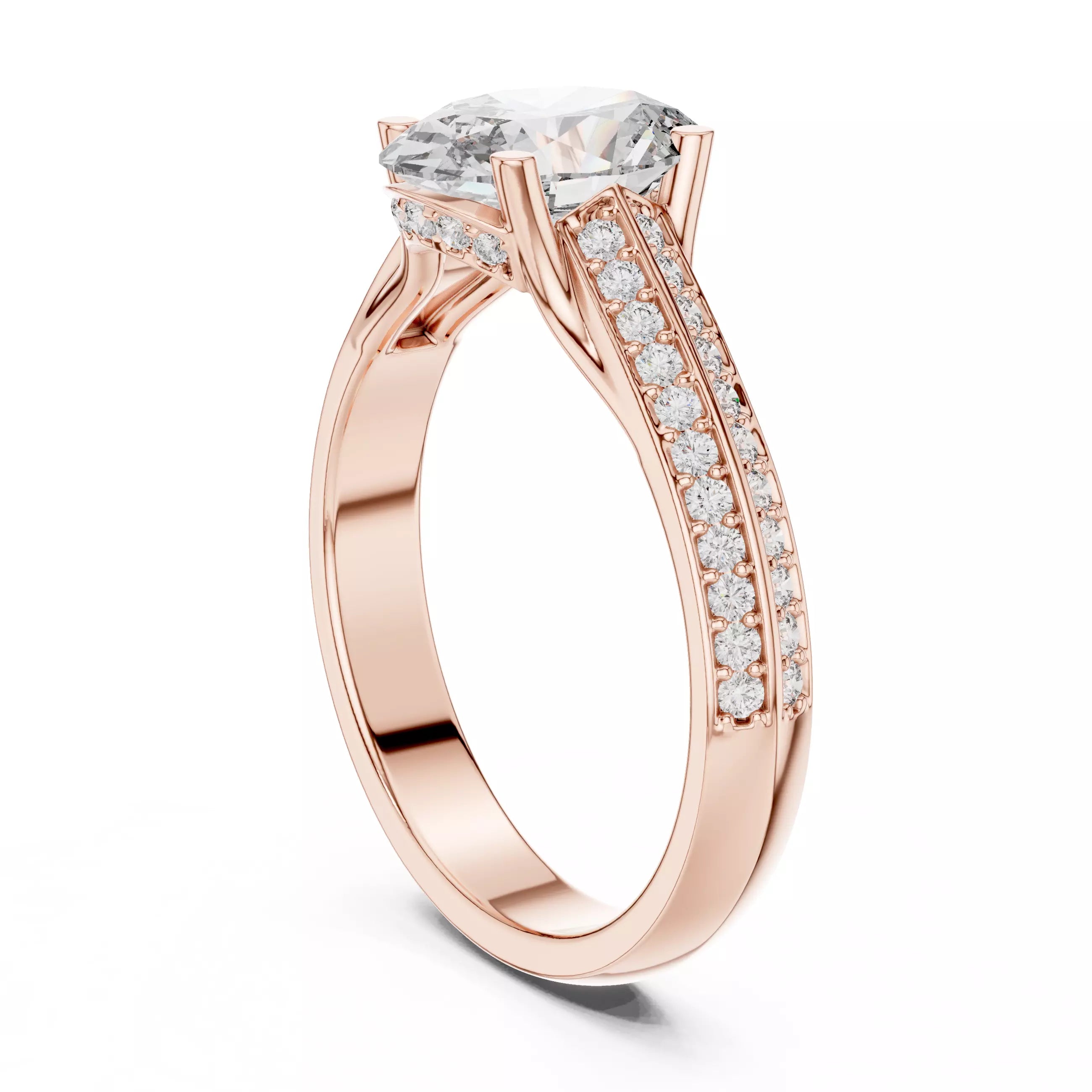 Oval cut Diamond Double Pavé Band Engagement Ring