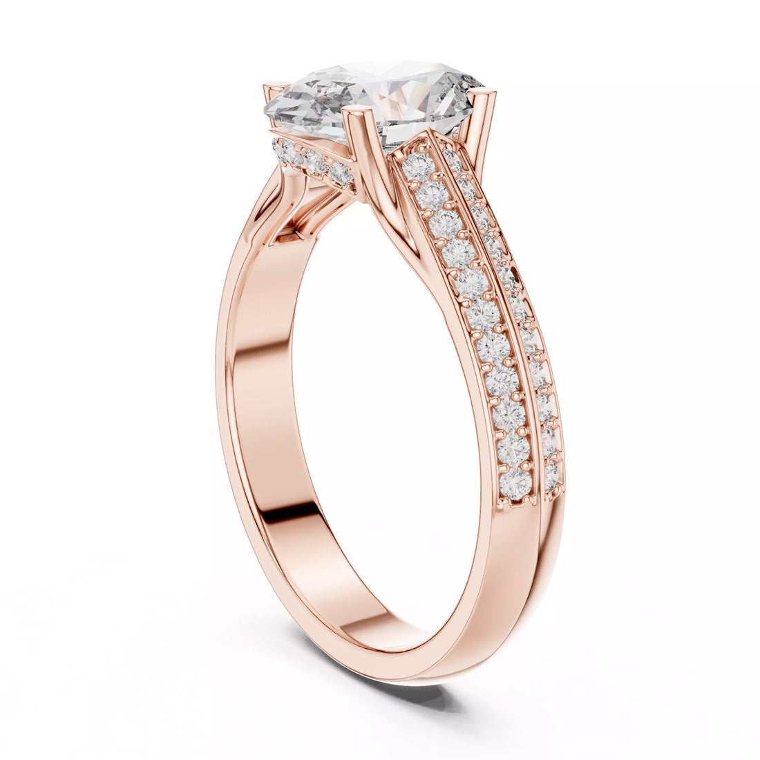 Oval cut Diamond Double Pavé Band Engagement Ring