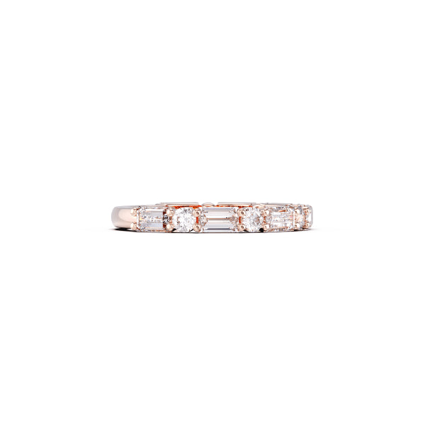 Baguette Round Cut Diamond Half Eternity Wedding Band for Women