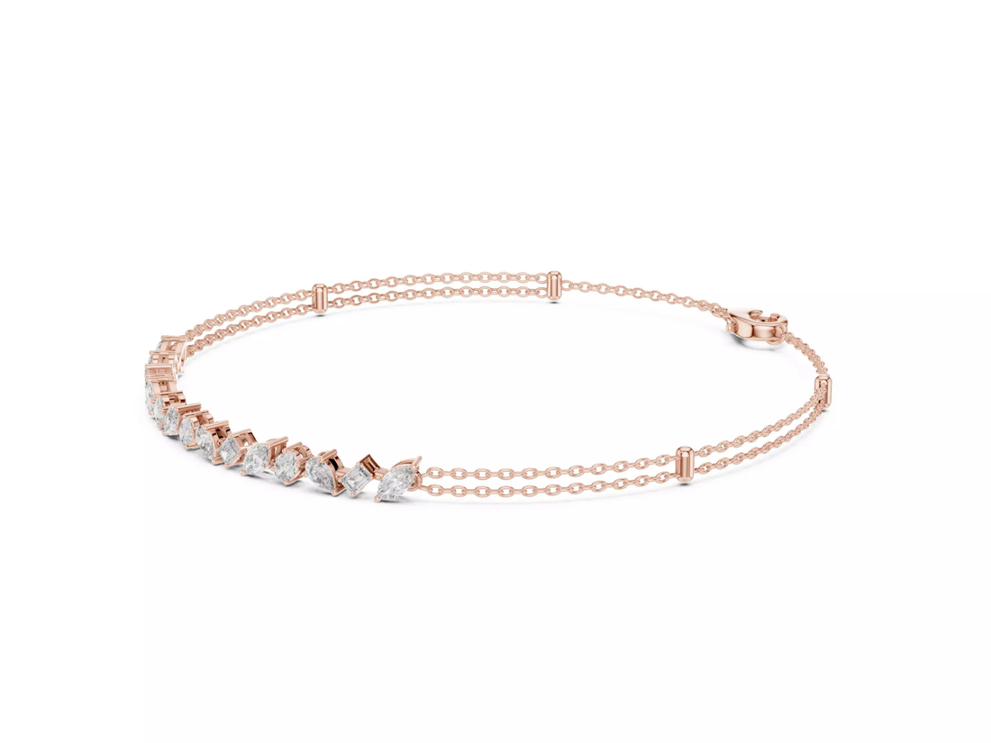 Multi Shape Diamond Bar Chain Bracelet Fine Jewelry
