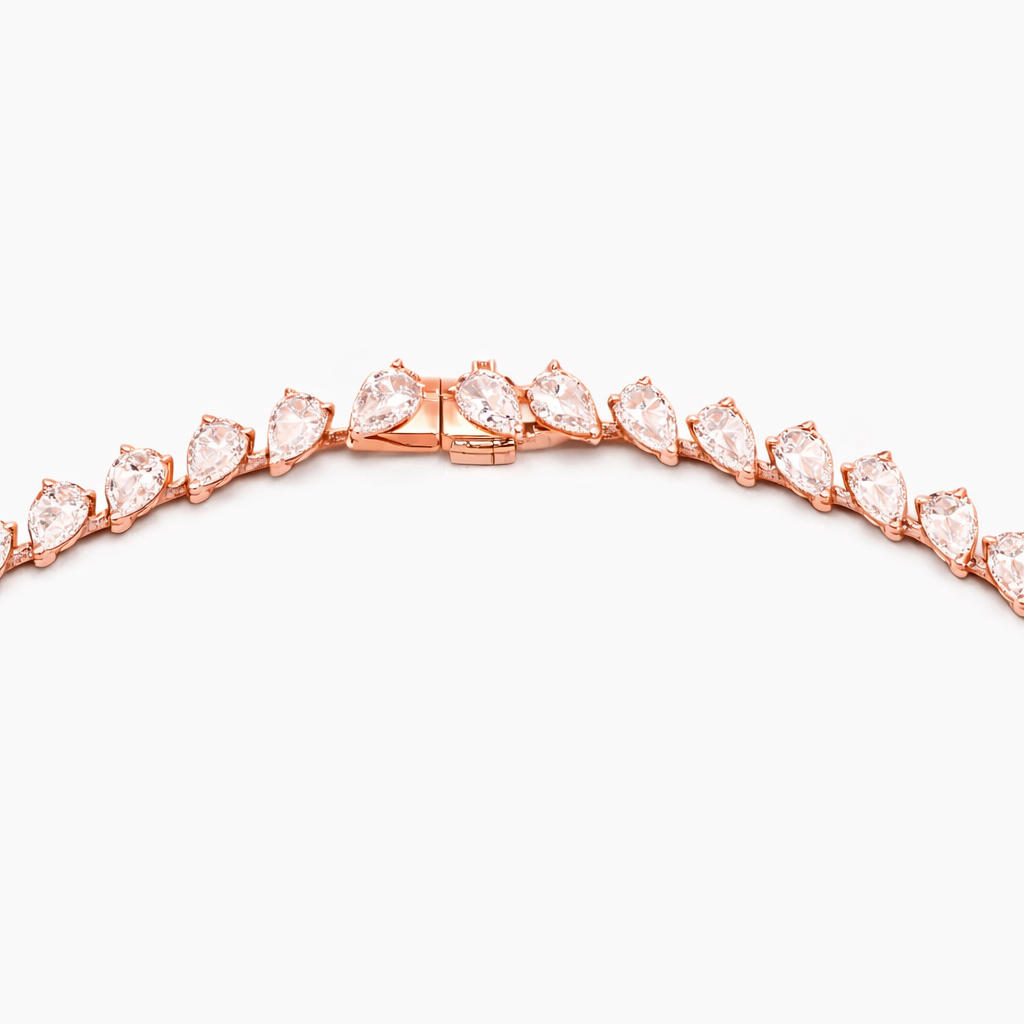 Pear Cut Diamond Tennis Necklace Elegant Bridal Jewelry Gift