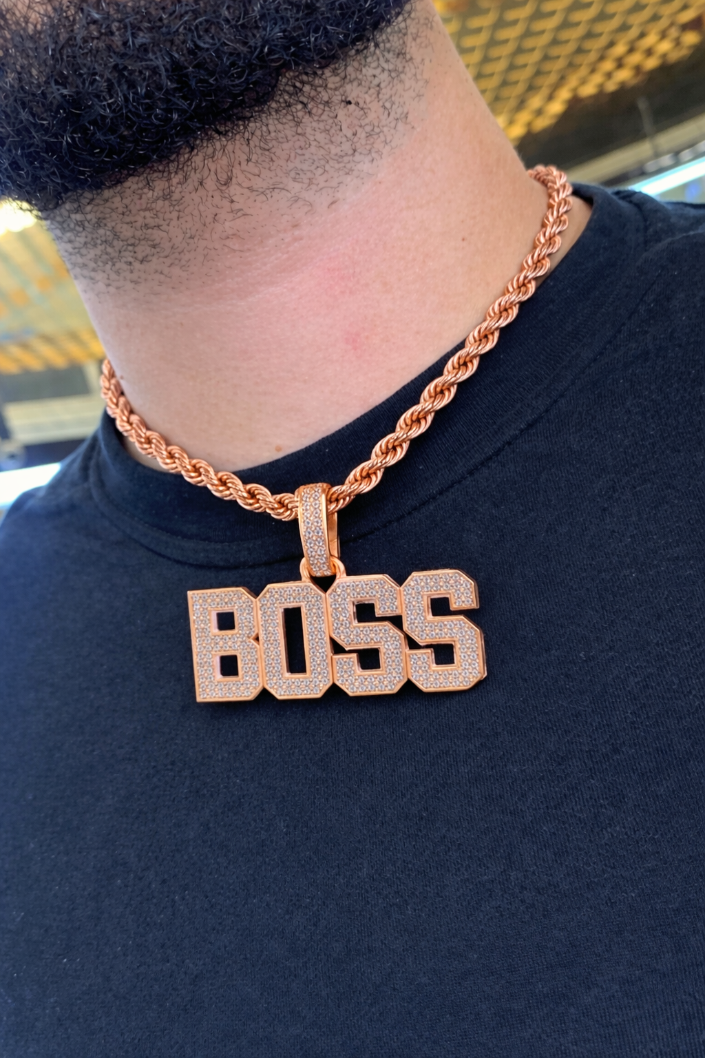 BOSS Iced Diamond Pendant – Luxury Hip Hop Style