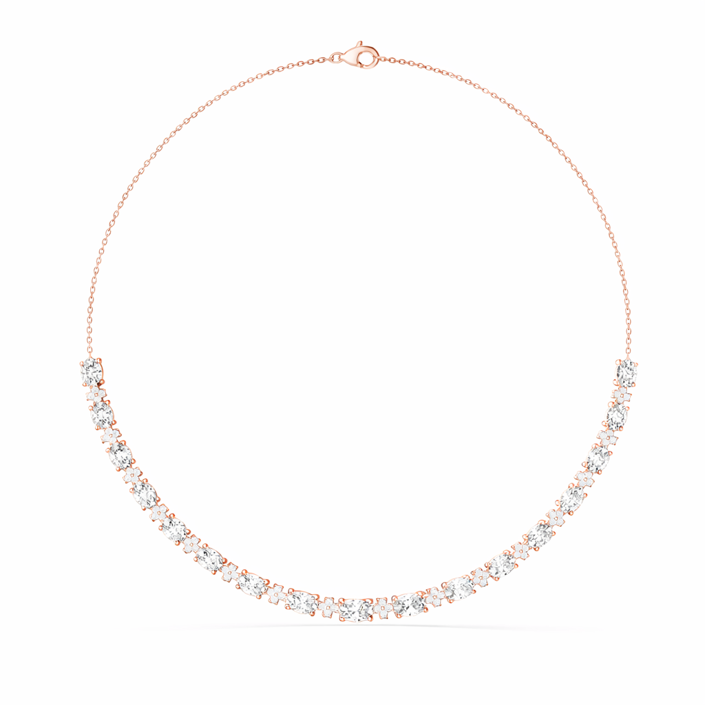 Graduated Diamond Curve Necklace For Women